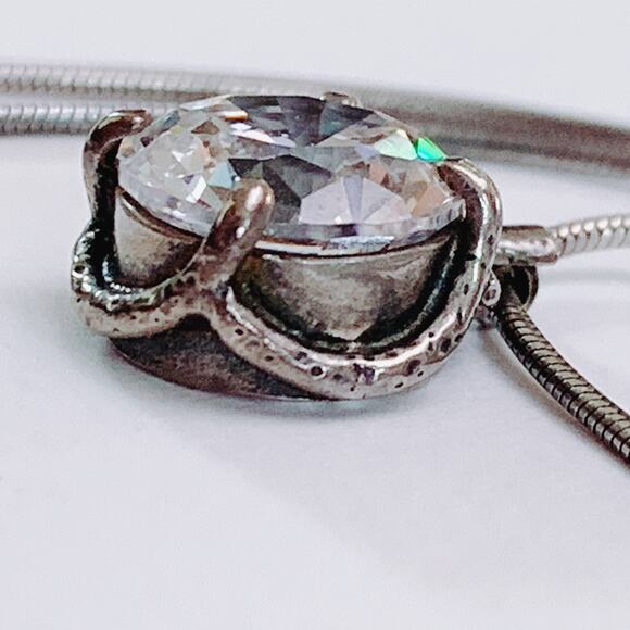 Silpada N1969 Sterling Silver Necklace CZ Pendant Modern Snake Chain Jewelry - Picture 8 of 16